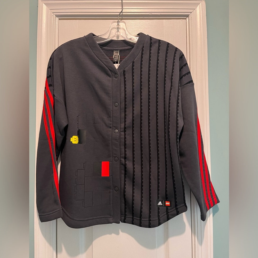 NWT Adidas x Classic Lego Boys Jersey Shirt M (11-12Y) Carbon/Red MSRP$75